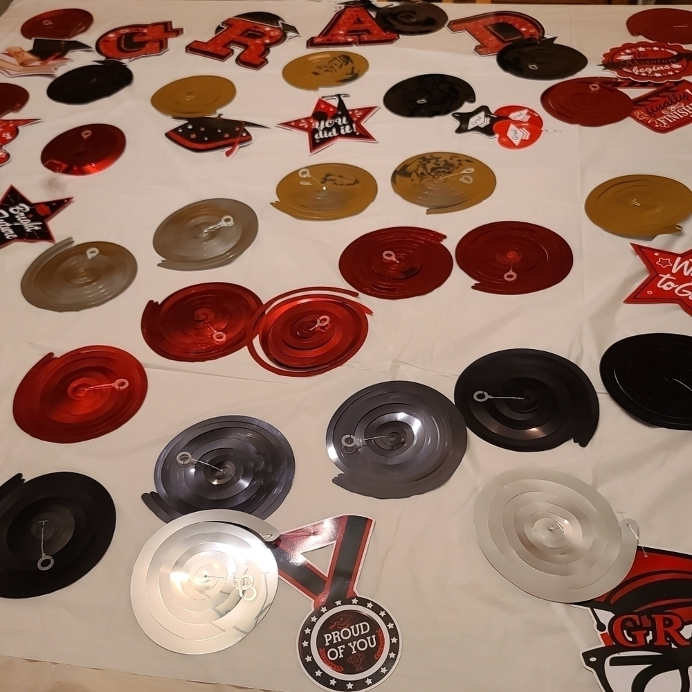 New 30 Pc Graduation Black Red Party Decor